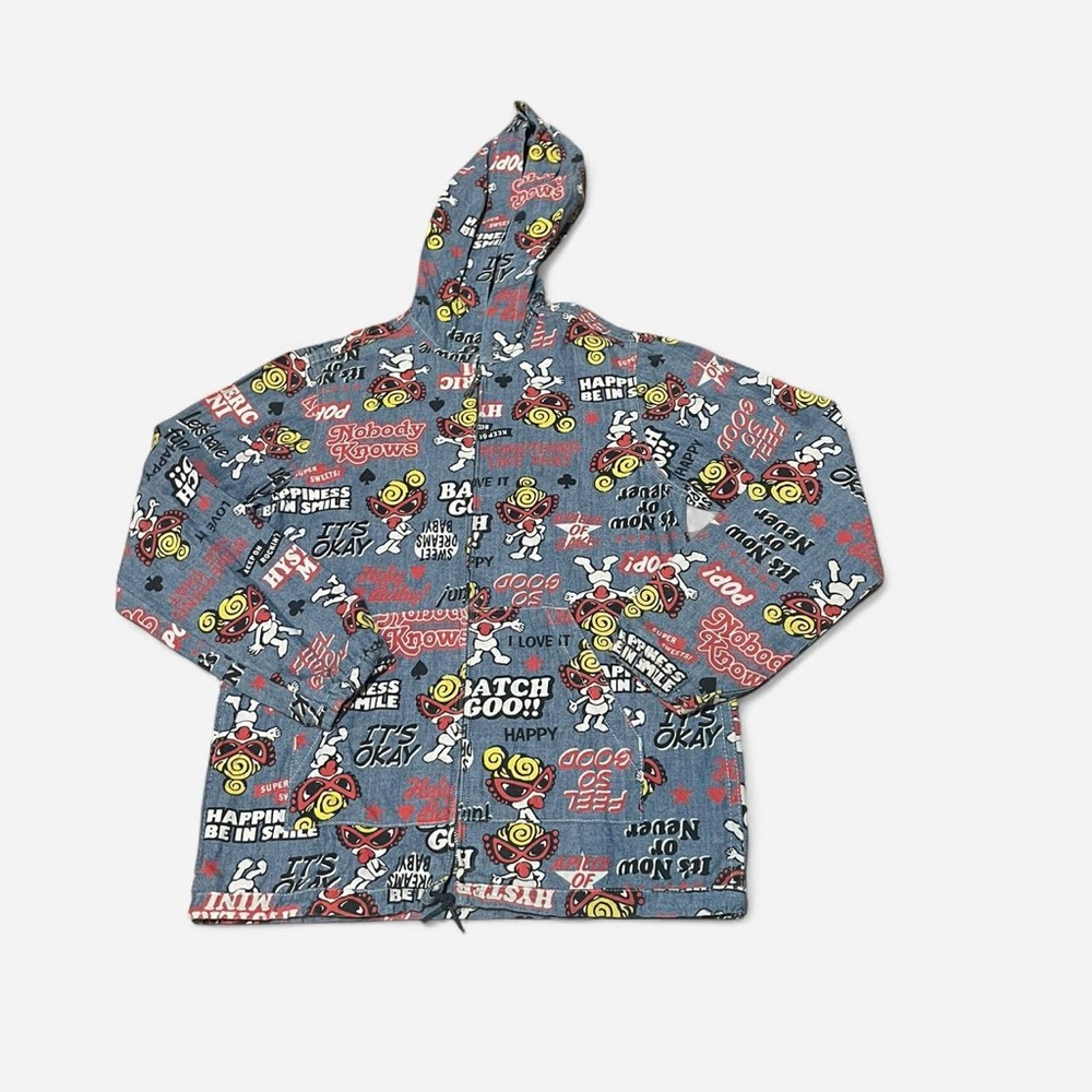Hysteric mini RARE Blue and red hooded raincoat style denim jacket